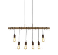 Barn 6Lt Pendant - Black Metal & Wood