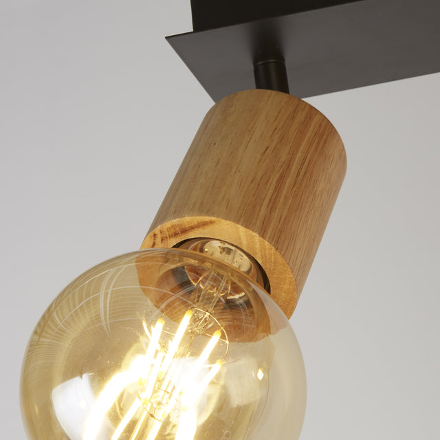 Spinny 2Lt Spotlight - Wood & Matt Black Metal