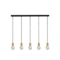 Spinny 5Lt Bar Pendant - Wood & Matt Black Metal