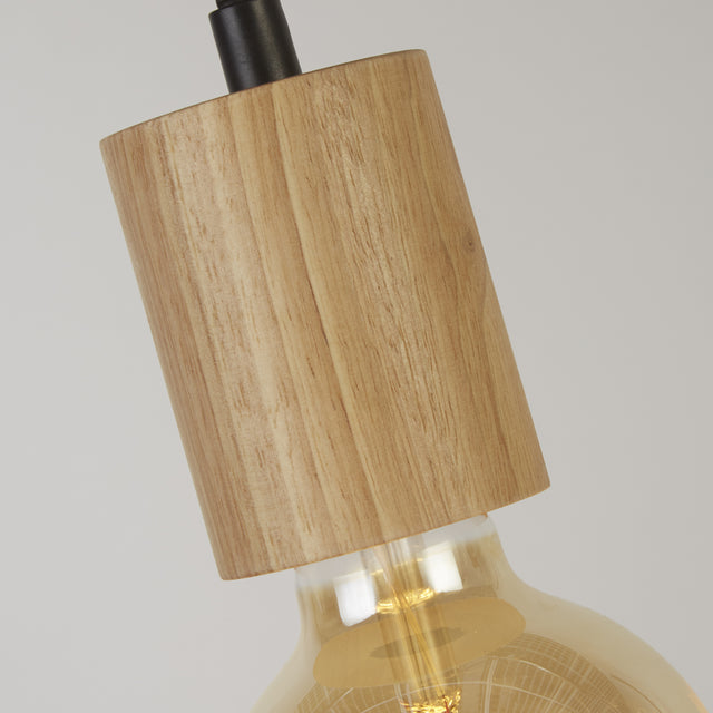 Spinny 5Lt Pendant - Wood & Matt Black Metal