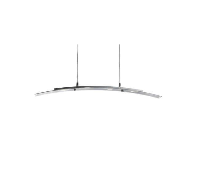Curve 4Lt Pendant - Satin Silver Metal & Frosted Glass