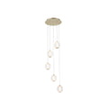 Allure 5Lt Multi-Drop Pendant - Satin Brass & Clear Acrylic