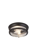 Glasgow 2Lt Flush - Black Metal & Clear Glass