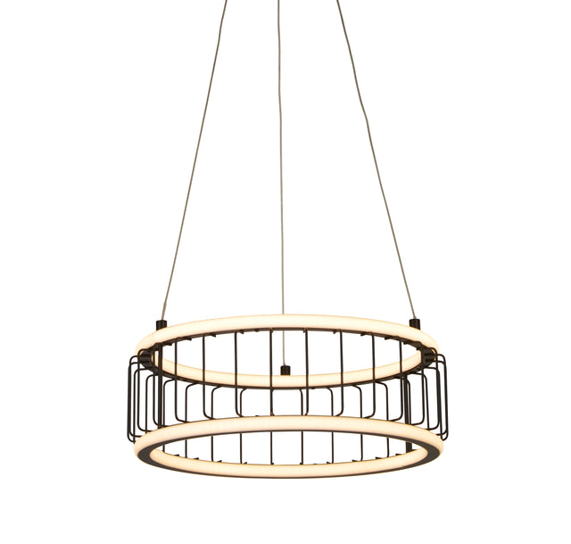 Circolo Cage Drum Pendant - Black Metal & White Silicon