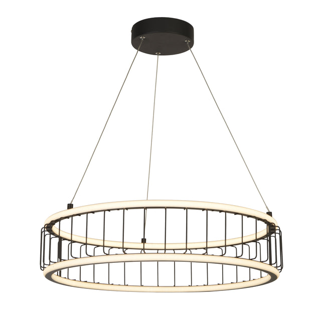 Circolo Cage Drum Pendant - Black Metal & White Silicon