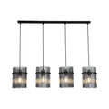 Swizzle 4Lt Bar Pendant, Matt Black Metal with Smoked Rods