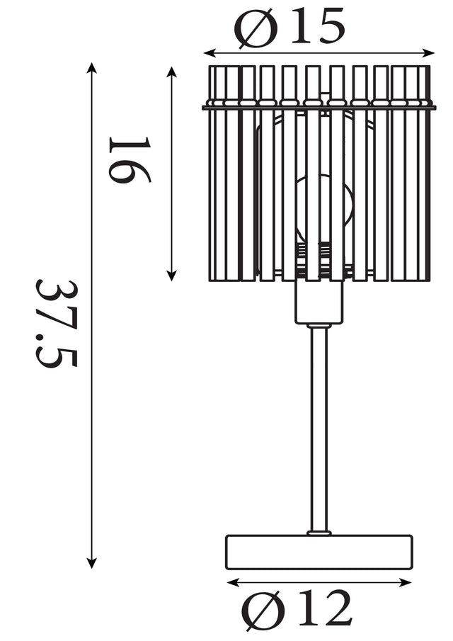 Swizzle 1Lt Table Lamp, Matt Black Metal with Smoked Rods