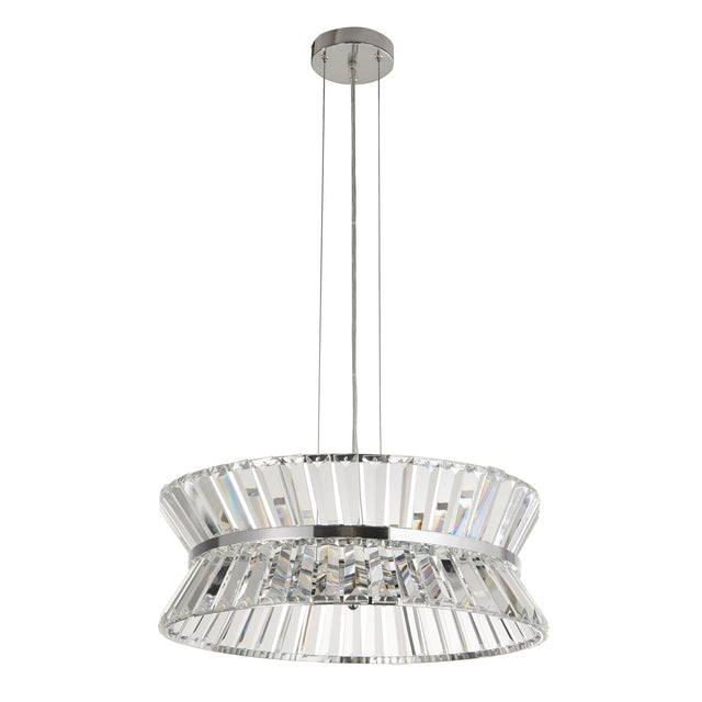 Uptown 7Lt Pendant/Semi-Flush - Chrome Metal & Clear Crystal