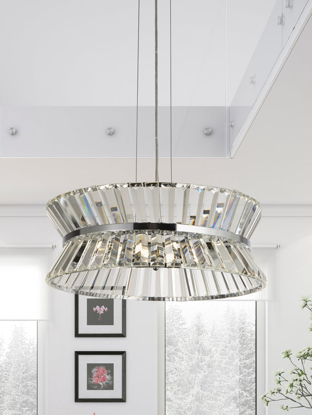 Uptown 7Lt Pendant/Semi-Flush - Chrome Metal & Clear Crystal