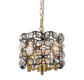 Iris 2Lt 25cm Round Pendant- Black Metal, Crystal & Brass