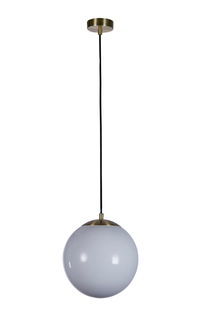 Atom II Pendant - Satin Brass & Opal Glass