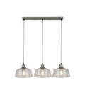 x Odeon 3Lt Bar Pendant - Grey Metal & Glass