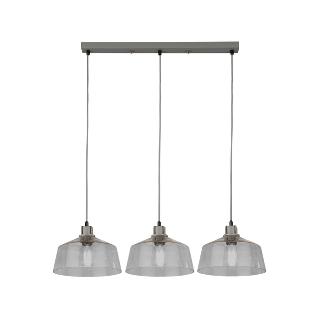 x Odeon 3Lt Bar Pendant - Grey Metal & Glass