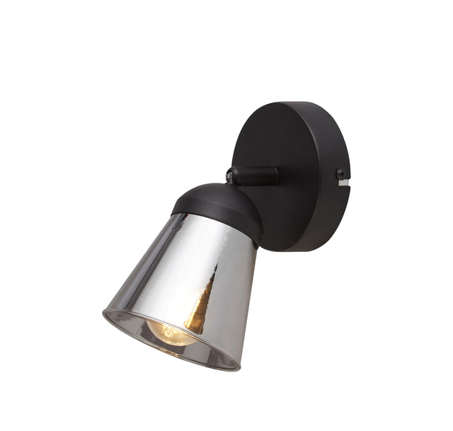 Mega Spotlight Wall Light - Black Metal & Smoked Glass