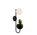 x Lunar Wall Light - Black Metal & Opal Glass