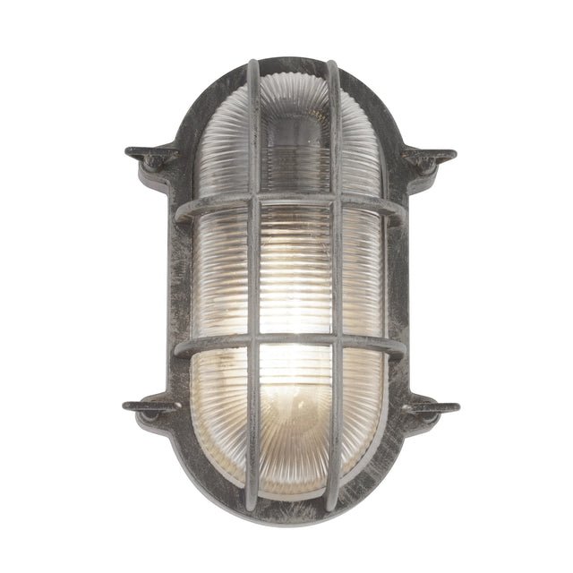 Bulkhead Oval Outdoor Wall/Ceiling Light - Black Silver