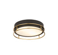 Phoenix 2Lt Flush - Black, Brass Metal & Frosted Glass