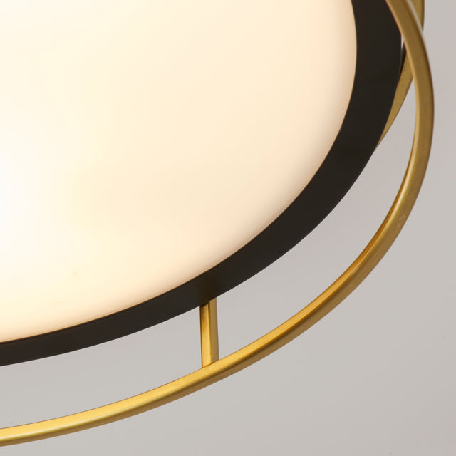 Phoenix 3Lt Flush - Black, Brass Metal & Frosted Glass