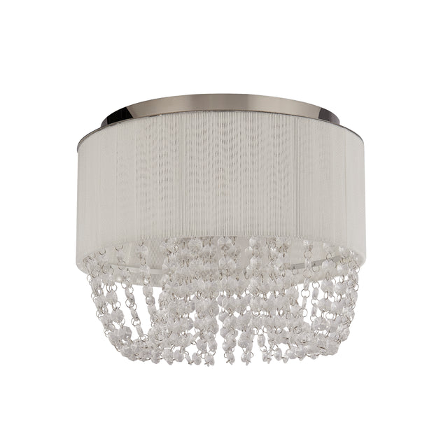 Bellano 3Lt Flush - Chrome Metal,White Fabric,Clear Acrylic