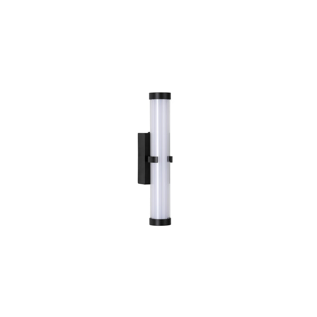 Clamp Wall Light - Black Metal, Ribbed Clear & Opal Diffuser