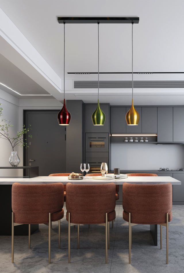 Vibrant 3Lt Bar Pendant-Metallic Multi-Coloured Metal