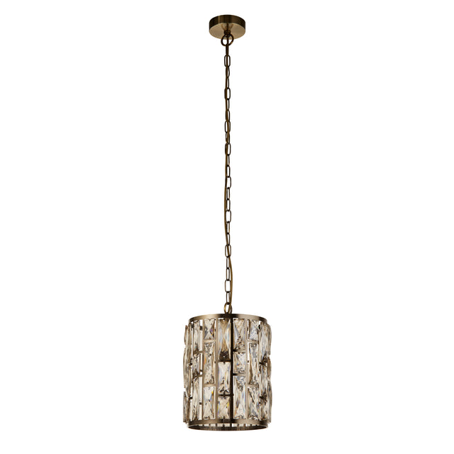 Bijou Pendant - Antique Brass Metal & Champagne Glass