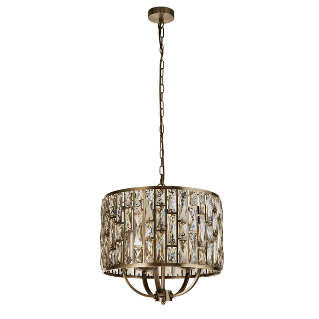 Bijou 5Lt Pendant - Antique Brass Metal & Champagne Glass