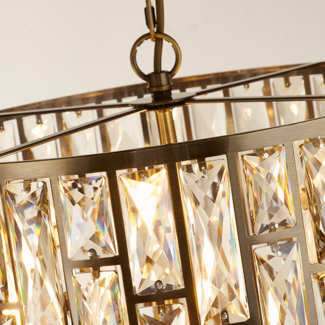 Bijou 5Lt Pendant - Antique Brass Metal & Champagne Glass