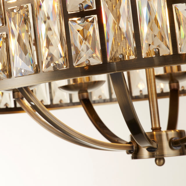 Bijou 8Lt Pendant - Antique Brass Metal & Champagne Glass