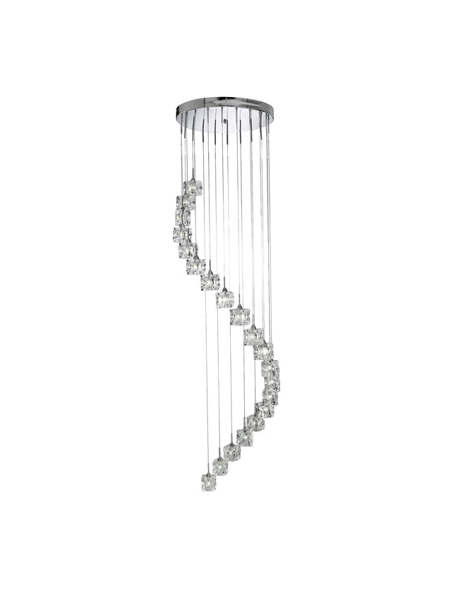 Ice Cube 20Lt Multi-Drop Pendant  - Chrome Metal & Glass