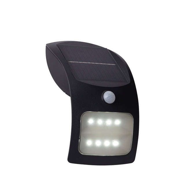 Solar Outdoor Wall Light - Black Metal & White Polycarbonate