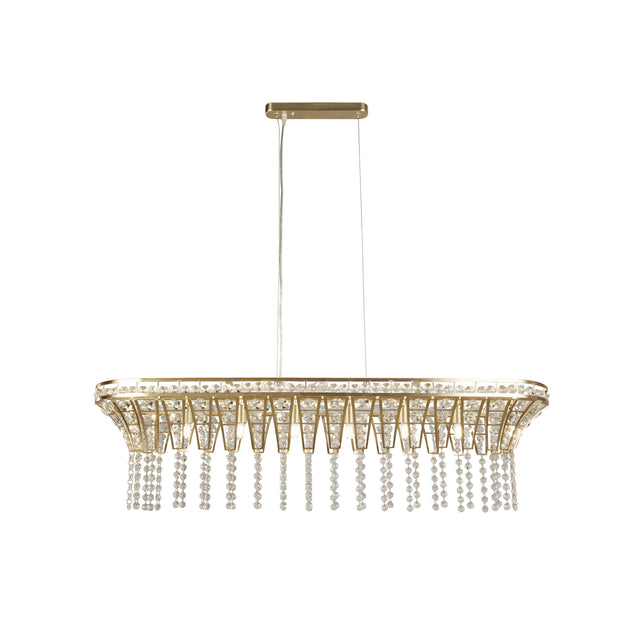 Gemma 8Lt Bar Pendant - Satin Brass & Clear Crystal