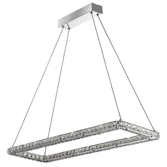 Clover Rectangular Pendant - Chrome & Clear Glass
