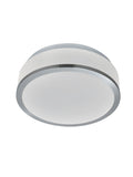 Cheese 2Lt Flush - Satin Silver Metal & White Glass