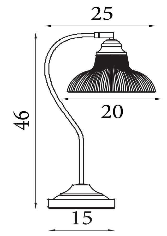 Bistro III Table Lamp -Satin Silver & Holphane Style Glass