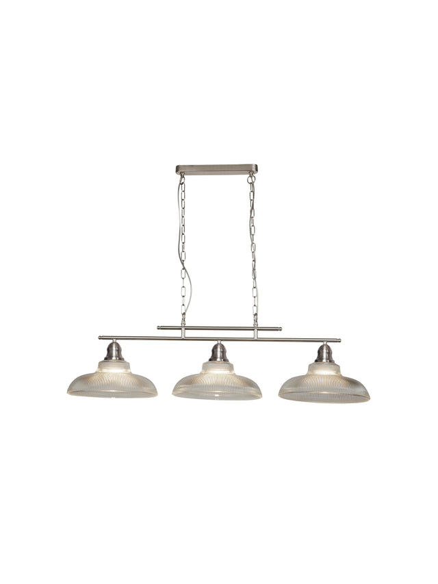 Bistro III 3Lt Bar Pendant - Satin Silver Metal