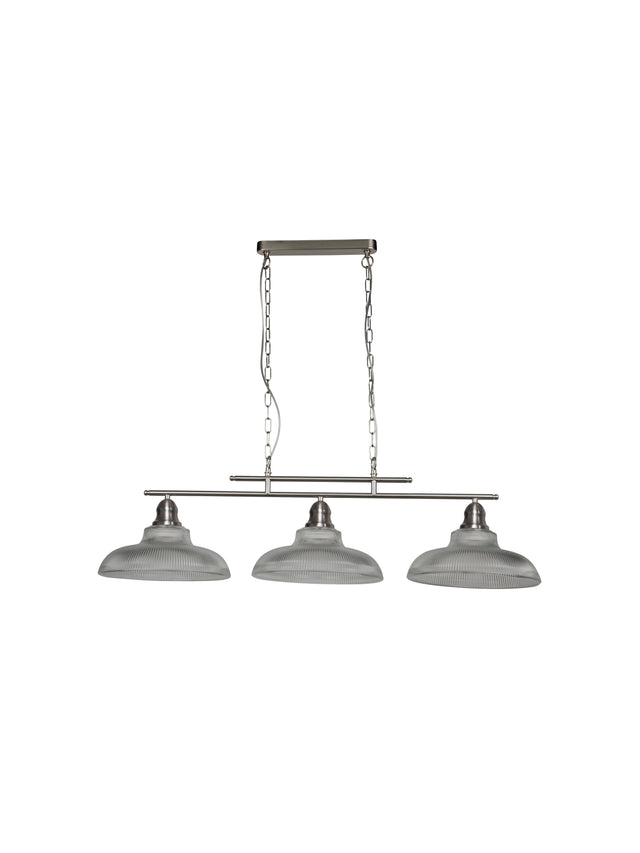 Bistro III 3Lt Bar Pendant - Satin Silver Metal