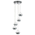 Ice Ball 5Lt Multi-Drop Pendant - Chrome Metal & Glass