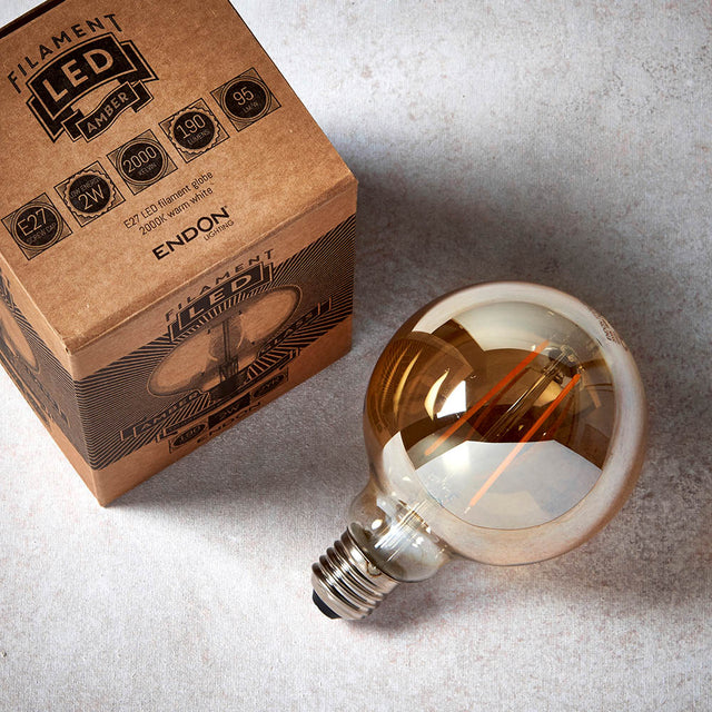 E27 LED filament globe 95mm dia