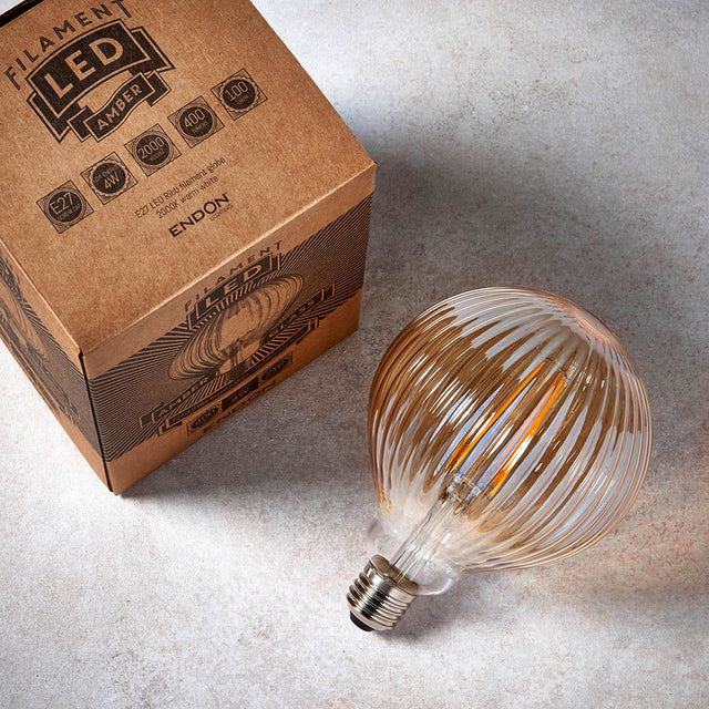 Ribb E27 LED filament 125mm dia