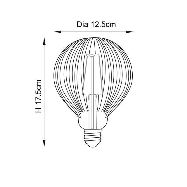 Ribb E27 LED filament 125mm dia