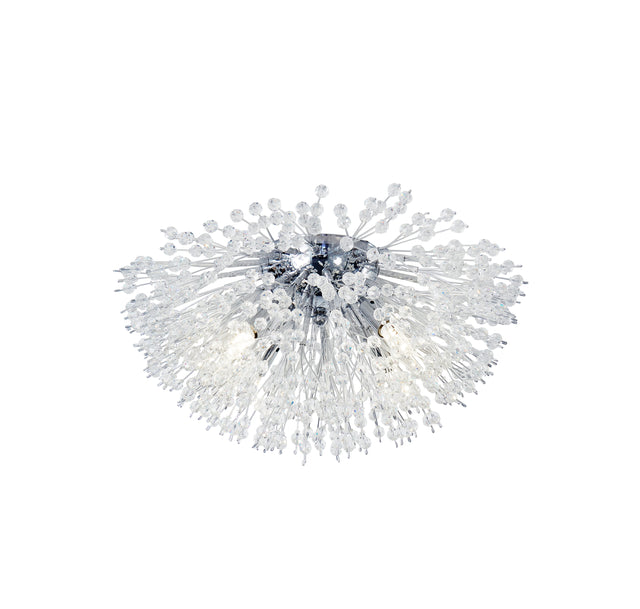 Sunburst 4Lt Flush - Chrome Metal & Glass Beads