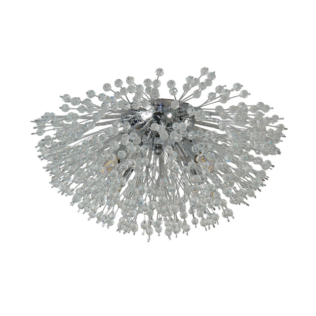 Sunburst 4Lt Flush - Chrome Metal & Glass Beads