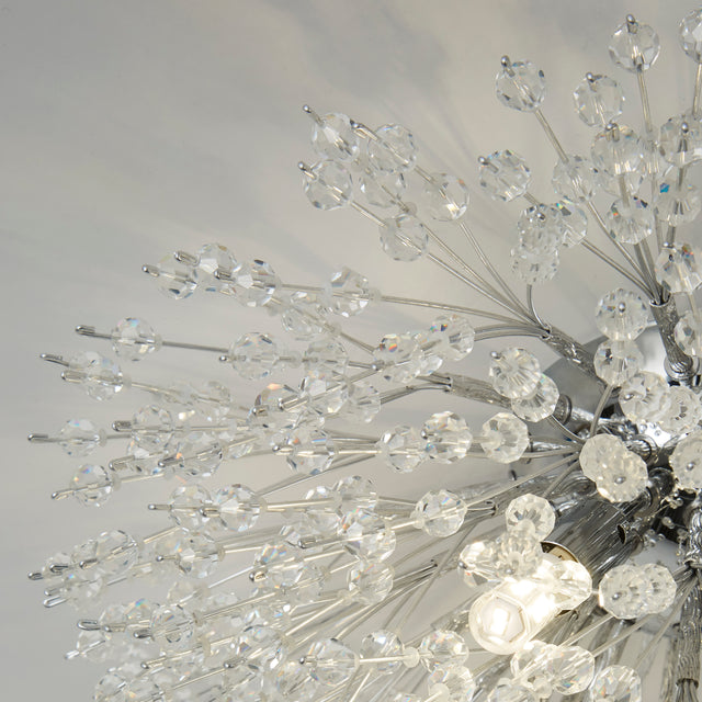 Sunburst 4Lt Flush - Chrome Metal & Glass Beads