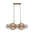 Wagon Wheel 10Lt Bar Pendant -Bronze Metal,Clear/Amber Glass
