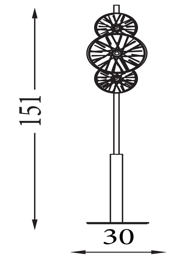 Wagon Wheel 6Lt Floor Lamp- Bronze Metal, Clear, Amber Glass