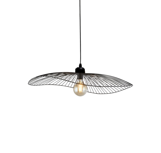Wave Pendant Convertible to Flush - Black Metal
