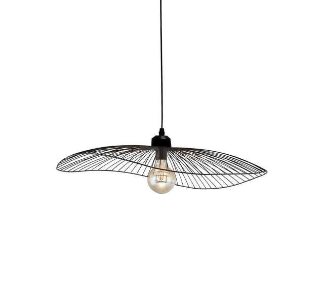 Wave Pendant Convertible to Flush - Black Metal