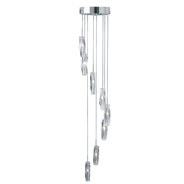 Sculptured Ice Multi-Drop Pendant - Chrome & Glass