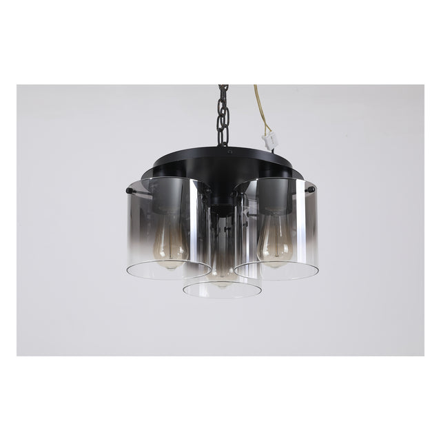 Sweden 3LT Flush - Matt Black & Smoked Glass